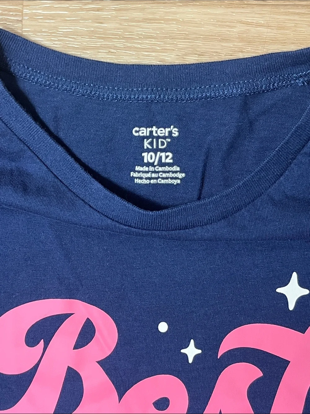 Carter's Navy Long-Sleeve 'Best Sister' Tee with Pink & Teal Graphic, Size 10/12
